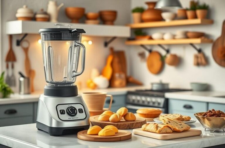 Uma linda cozinha com várias tortas de liquidificador prontas