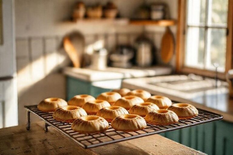 Cozinha com sequilhos quentes recém-assados