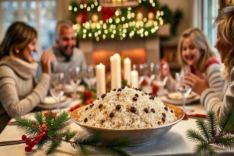 Reunião familiar em um jantar de Natal.