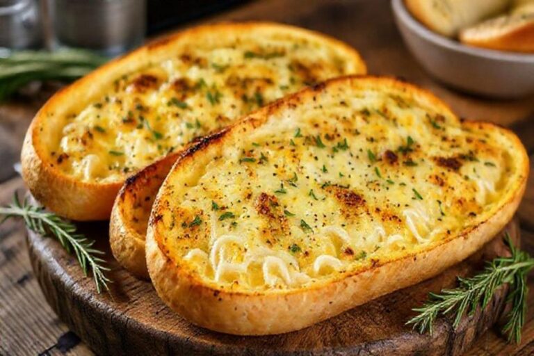 Delicioso pão de alho fresco saindo da airfryer.